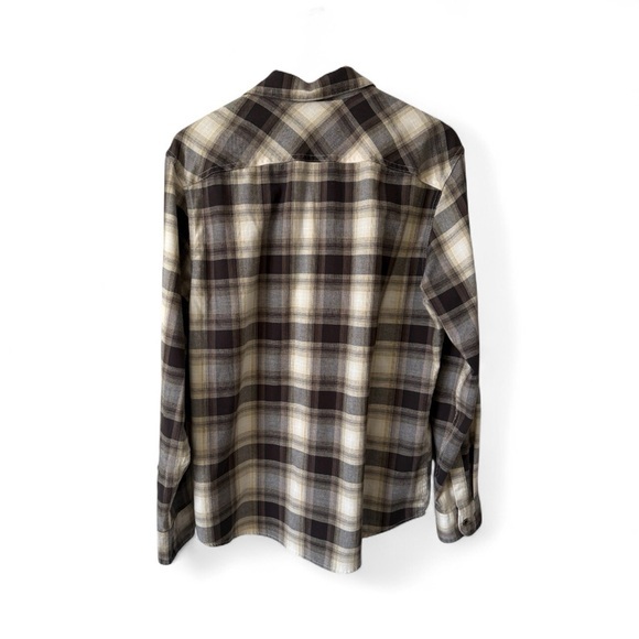 Vintage Y2K Wrangler Plaid Flannel Shirt Men’s Large Brown Beige Long‎ Sleeve - Picture 3 of 9